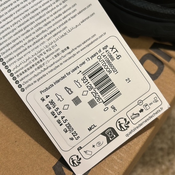 Salomon XT-6 Black Phantom in size 4.5 men’s - Picture 7 of 13